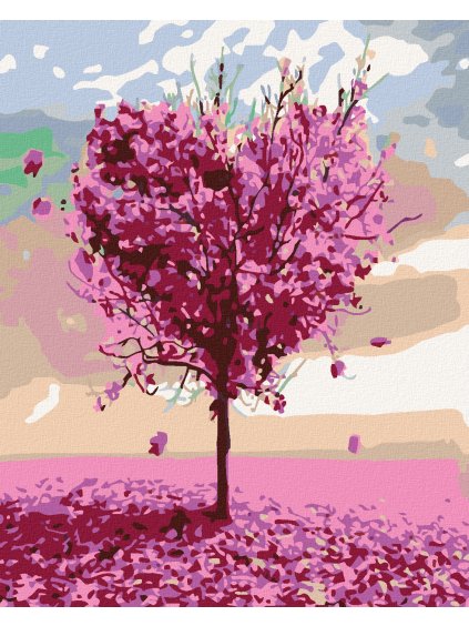 Haft diamentowy - Różowe drzewo serce