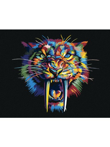 Haft diamentowy - Kolorowy tygrys szablozębny