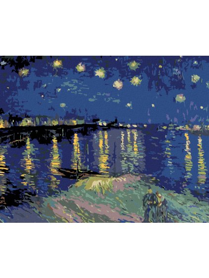 Haft diamentowy - Gwiaździsta noc nad Rodanem (Van Gogh)
