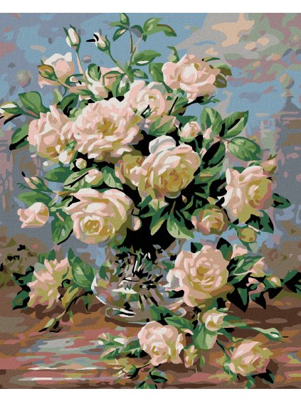 Haft diamentowy - Bukiet białych róż