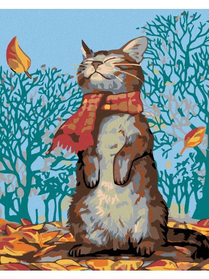 Haft diamentowy - Kot i jesienna pogoda