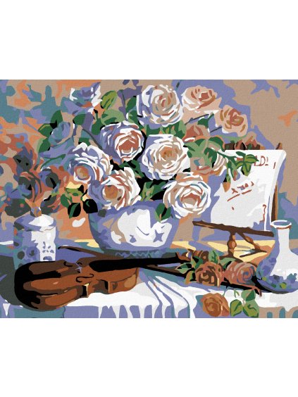 Haft diamentowy - Martwa natura - skrzypce i róże