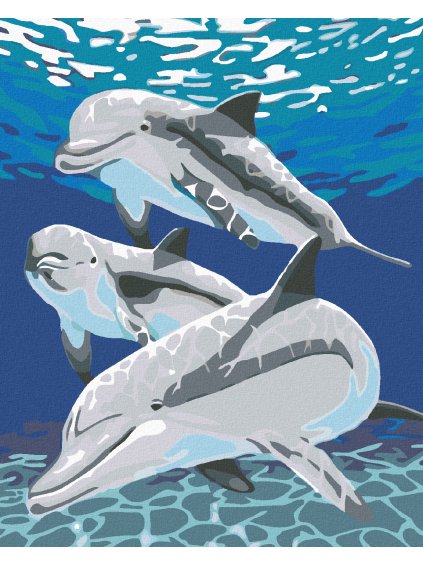 Haft diamentowy - Rodzina delfinów