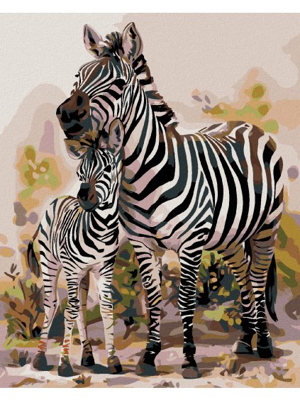 Haft diamentowy - Zebra z młodym