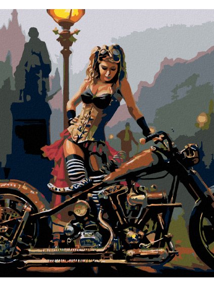 Haft diamentowy - Dziewczyna z motocyklem