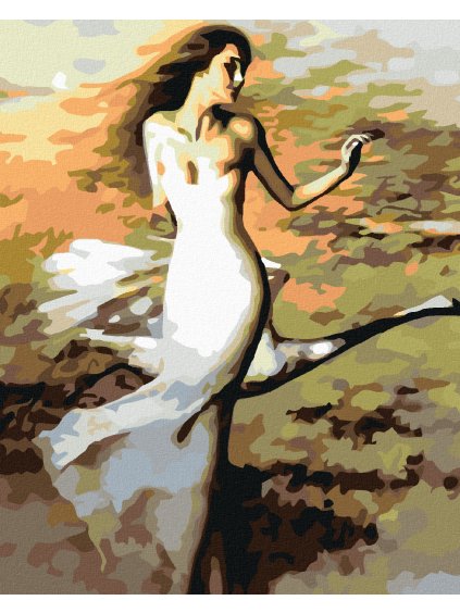 Haft diamentowy - Tańcząca kobieta w bieli