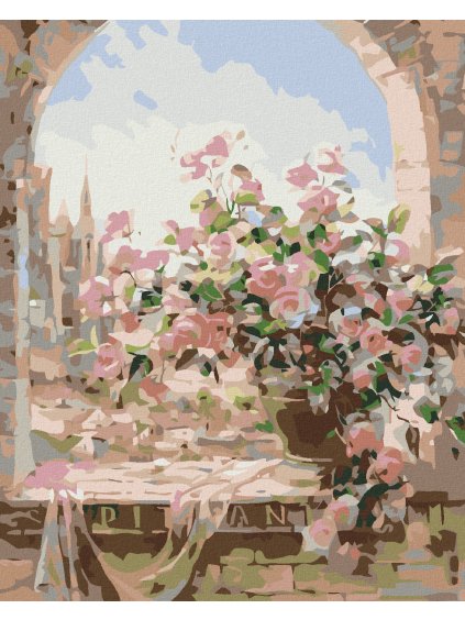 Haft diamentowy - Kwiaty w oknie