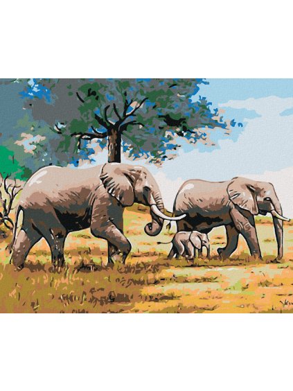 Haft diamentowy - Słonia rodzina