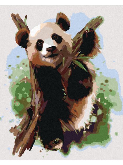 Haft diamentowy - Panda na drzewie