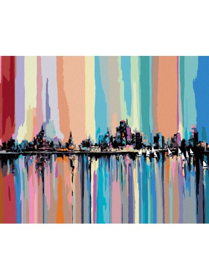 Haft diamentowy - MIASTO NOCĄ W KOLORACH TĘCZY