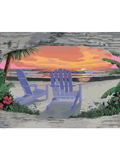 Haft diamentowy - ZACHÓD SŁOŃCA NA PLAŻY DLA DWOJGA (ROBERT JOHNSON)