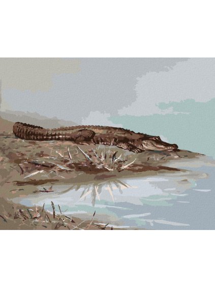 Haft diamentowy - ALIGATOR LEŻĄCY NAD WODĄ (D. RUSTY RUST)