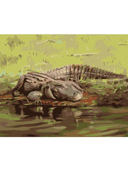 Haft diamentowy - ALIGATOR LEŻĄCY NAD WODĄ II (D. RUSTY RUST)