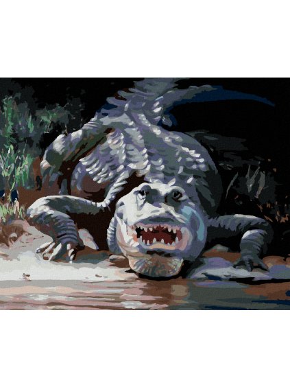 Haft diamentowy - ALIGATOR Z OTWARTYM PYSKIEM W WODZIE (D. RUSTY RUST)