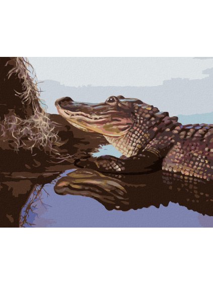 Haft diamentowy - ALIGATOR PRZY KŁODZIE W WODZIE (D. RUSTY RUST)