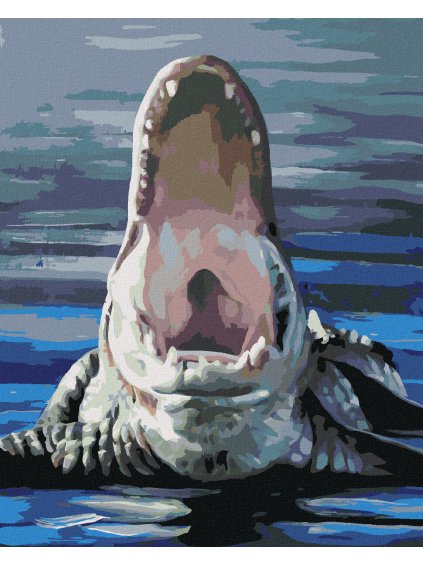 Haft diamentowy - ALIGATOR Z OTWARTYM PYSKIEM W WODZIE (D. RUSTY RUST)