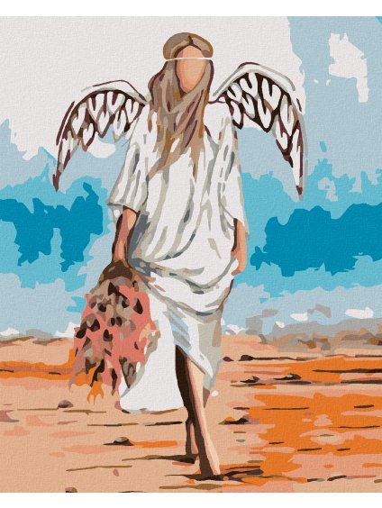 Haft diamentowy - ANIOŁ Z KWIATKIEM W PIASKU