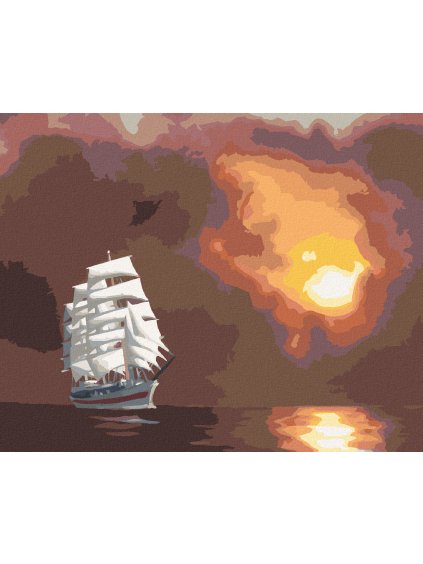 Haft diamentowy - BIAŁY ŻAGLOWIEC I SŁOŃCE ZA CHMURAMI (D. RUSTY RUST)
