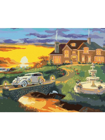 Haft diamentowy - BIAŁY SAMOCHÓD I ZACHÓD SŁOŃCA (D. RUSTY RUST)