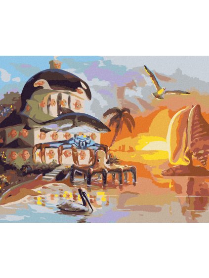 Haft diamentowy - DOM I ŻAGLÓWKA I ZACHÓD SŁOŃCA (D. RUSTY RUST)