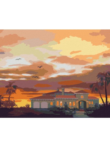 Haft diamentowy - DOM, PALMY I ZACHÓD SŁOŃCA (D. RUSTY RUST)