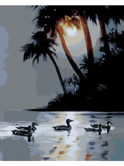 Haft diamentowy - KACZKA, PALMY I ZACHÓD SŁOŃCA (D. RUSTY RUST)