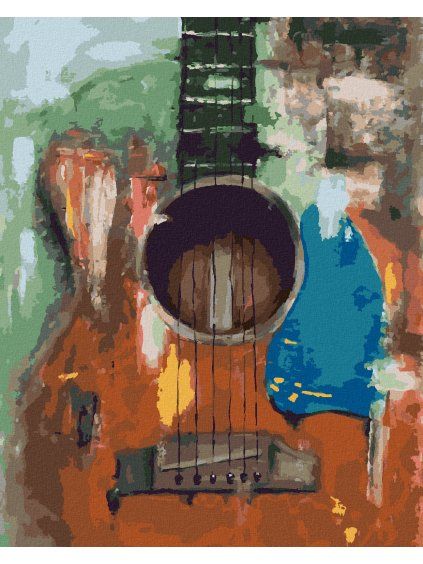 Haft diamentowy - GITARA (Wariant płótno bez ramy, Rozmiar 40x50 cm)