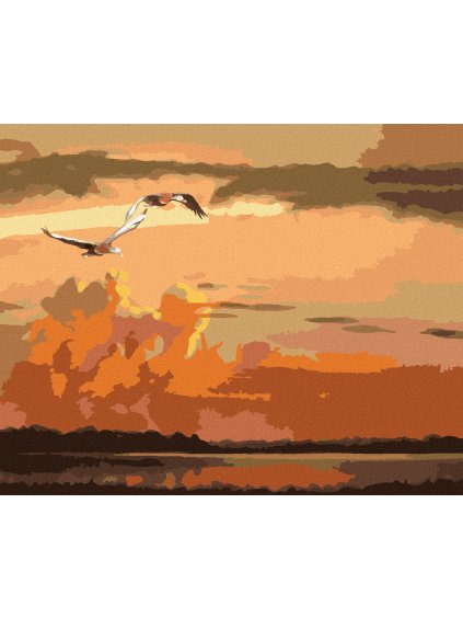 Haft diamentowy - KACZKI W LOCIE I ZACHÓD SŁOŃCA (D. RUSTY RUST)