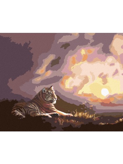 Haft diamentowy - LEŻĄCY TYGRYS I ZACHÓD SŁOŃCA (D. RUSTY RUST)