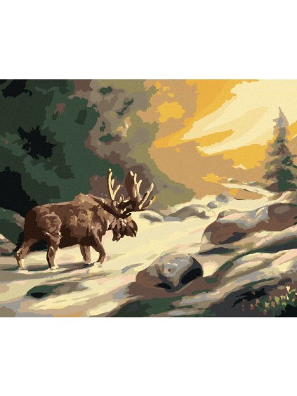 Haft diamentowy - ŁOŚ SPACERUJĄCY PO RZECE (D. RUSTY RUST)