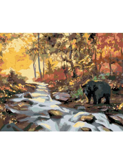 Haft diamentowy - NIEDŹWIEDŹ NAD RZEKĄ I ZACHÓD SŁOŃCA (D. RUSTY RUST)