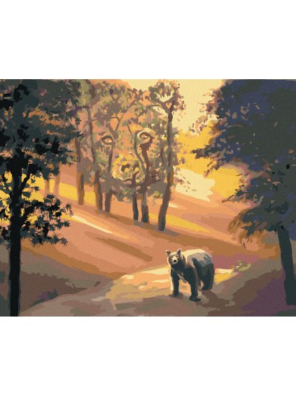 Haft diamentowy - NIEDŹWIEDŹ W LESIE I ZACHÓD SŁOŃCA (D. RUSTY RUST)