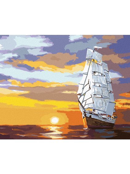 Haft diamentowy - ZACHÓD SŁOŃCA I ŻAGLOWCE NA MORZU (D. RUSTY RUST)