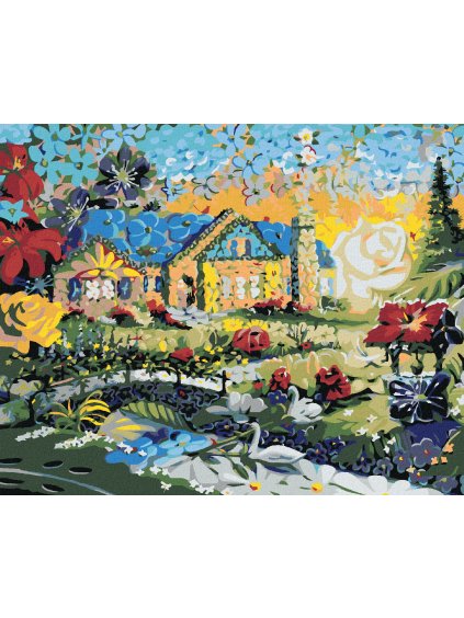 Haft diamentowy - MOZAIKOWY DOMEK I ZACHÓD SŁOŃCA (D. RUSTY RUST)