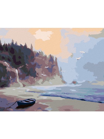 Haft diamentowy - PORZUCONA ŁÓDŹ NA PLAŻY PO ZMIERZCHU (D. RUSTY RUST)