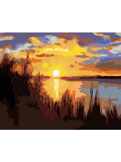 Haft diamentowy - ZACHÓD SŁOŃCA NAD JEZIOREM (D. RUSTY RUST)