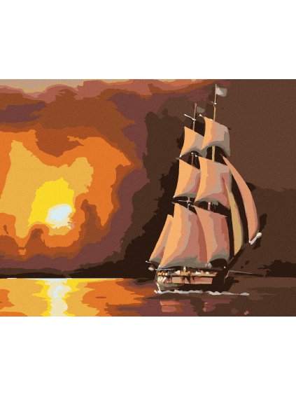 Haft diamentowy - ŻAGLOWIEC I ZACHÓD SŁOŃCA W CZERWIENI (D. RUSTY RUST)