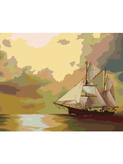 Haft diamentowy - ŻAGLOWIEC I SŁOŃCE (D. RUSTY RUST)