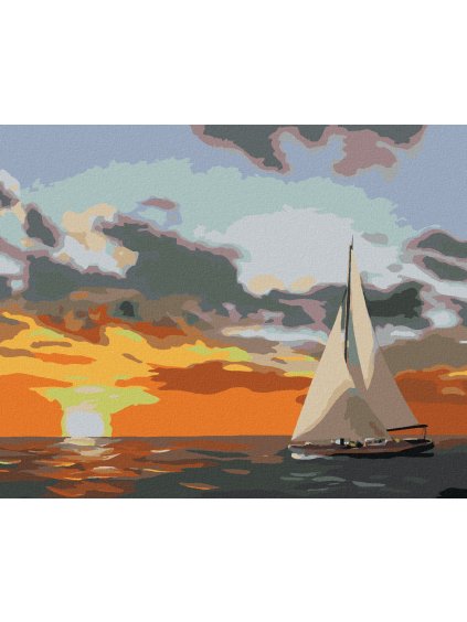 Haft diamentowy - ŻAGLOWIEC I ZACHÓD SŁOŃCA NA MORZU (D. RUSTY RUST)