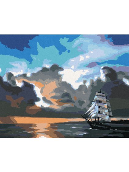 Haft diamentowy - ŻAGLOWIEC NA MORZU PO ZMIERZCHU (D. RUSTY RUST)