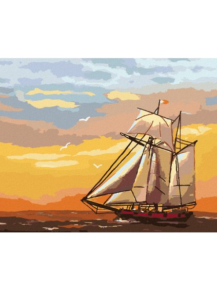 Haft diamentowy - ŻAGLOWIEC W ZACHODZĄCYM SŁOŃCU (D. RUSTY RUST)