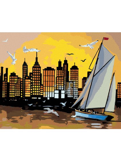 Haft diamentowy - ŻAGLOWIEC, DRAPACZE CHMUR I ZACHÓD SŁOŃCA (D. RUSTY RUST)