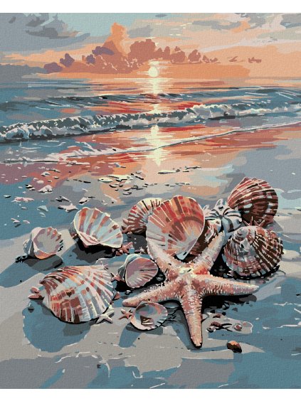 Haft diamentowy - MUSZLE NA PLAŻY I ZACHÓD SŁOŃCA