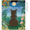 Haft diamentowy - Kot i księżyc
