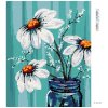 Haft diamentowy - Kwiaty na niebieskim tle