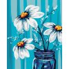 Haft diamentowy - Kwiaty na niebieskim tle