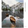 Haft diamentowy - Łódka na jeziorze w górach