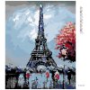 Haft diamentowy - Wieża Eiffla z kwitnącymi drzewami