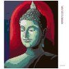 Haft diamentowy - BUDDA NA CZERWONYM TLE (Wariant płótno bez ramy, Rozmiar 40x50 cm)