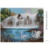 Haft diamentowy - ŁABĘDZIE NA JEZIORZE I WODOSPAD (D. RUSTY RUST)